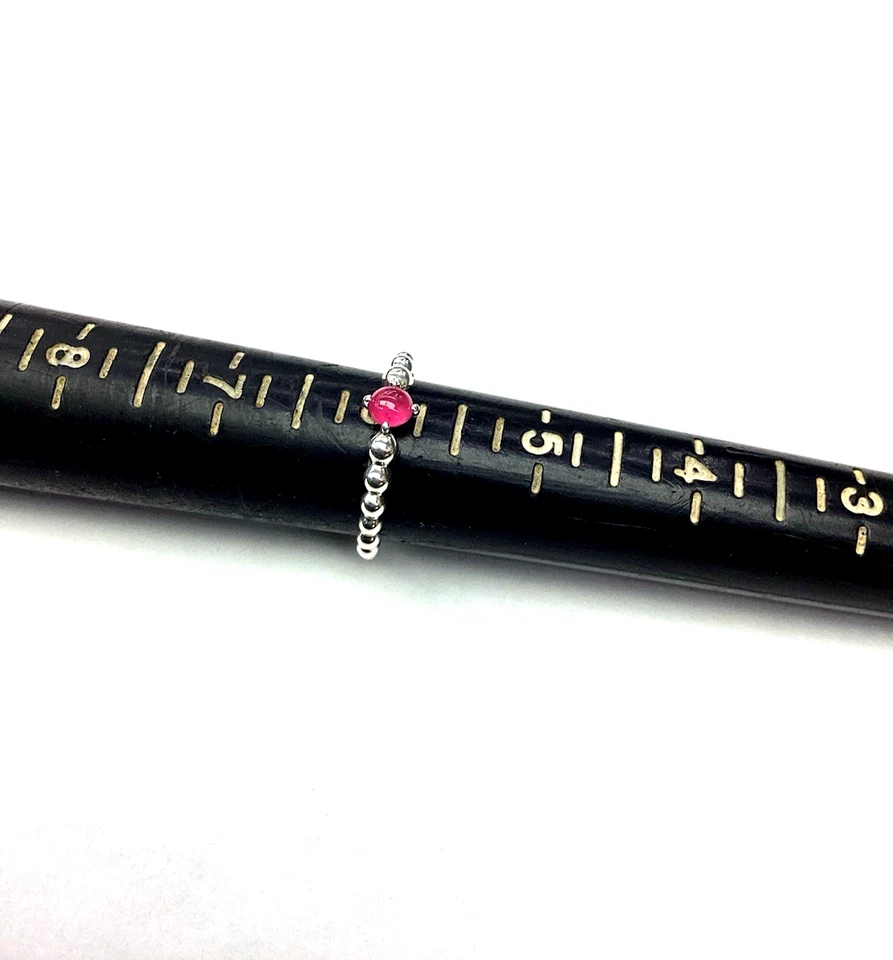 Pandora 925 Sterling Silver Pink Stone Beaded Ring Size 6 - Image 2 of 4