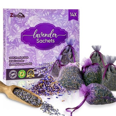 14 Pack Organic Lavender Sachet Bags for Drawers and 14 PACK,