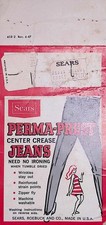 Sears Perma-Prest Jeans Hang Tag 1967 32x30 Paper No-Iron USA