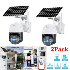 2X Solar Battery Powered Wireless WiFi Outdoor Pan/Tilt Home Security Camera