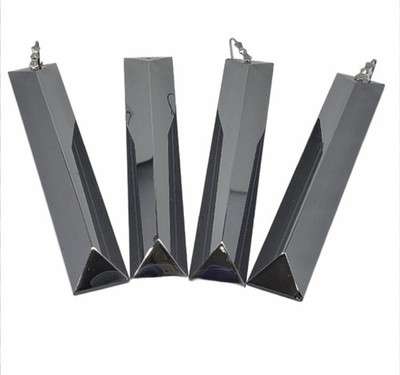4pk Elongated Crystal Chandelier Prism Oblong Coffin Mirrored Smoke *BLEMISHES*