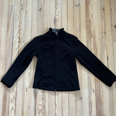 Snozu Softshell Jacket Womens Small Black Full Zip Fleece Lined Mock Neck Outer