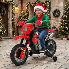 6V Electric Kid Ride on Car Dirt Bike Battery Motorcycle Toy w/ Training Wheels