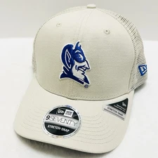 New Era Duke Blue Devils Canvas Beige 9SEVENTY Stretch Snap Hat Cap Adjustable