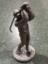 Vintage Pewter Golf Figurine Swinging Club Mini Tabletop Game Pawn Token Piece