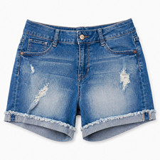 No Boundaries Juniors 9 Light Wash Denim Shorts Distressed Fray Hem 5-Pkt
