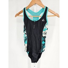 Gerry Girls Sz 14 One Piece Swimsuit Athletic Fit Black and Teal Blue