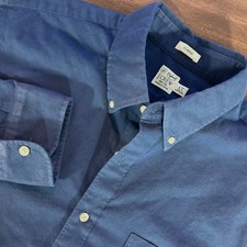 J. Crew Broken In OCBD Oxford Shirt Mens LT Navy Blue Classic Button Down