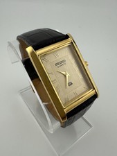 GOLD DIAL-Vintage Seiko Slim Quartz Men  s Wrist Watch