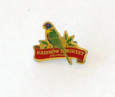 Insignia de sombrero solapa de metal recuerdo loro australiano lorio arco iris vintage