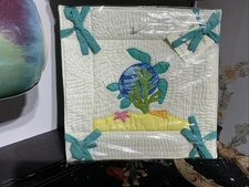 Hawaiian Folding Tray Fabric Appliqué Sea Turtle 10.5 Inches Square New