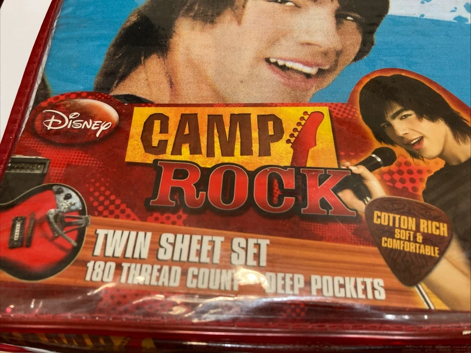 Disney Camp Rock - Twin Sheet Set 180 Thread Count Deep Pockets 2 Pillowcases - Image 2 of 4