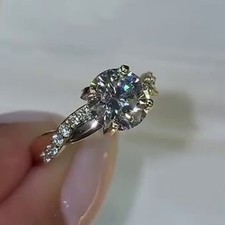 2.00CTW Round Cut Moissanite Twisted Band Engagement Ring 14K Yellow Gold Plated
