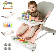 CuddoBaby Baby Bouncer 4-in-1 on Wheels Detachable Pianos Feeding Tray 3-Level