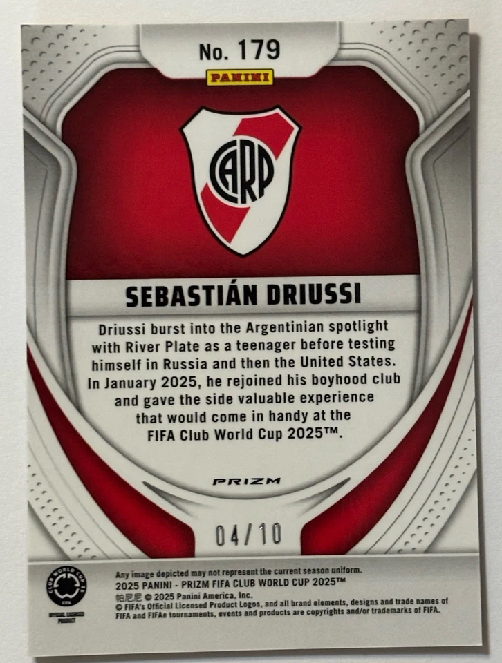 Sebastian Driuss 2025 Prizm FIFA Club World Cup River Plate Gold Glitter/10 - Image 2 of 2