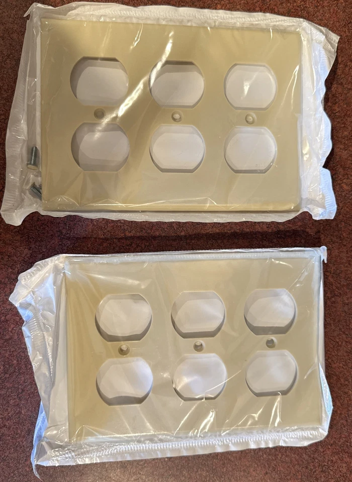 Juego de 2 placas de pared dúplex con cubierta de salida de 3 velocidades Leviton Ivory 86030 Foto 3 de 4