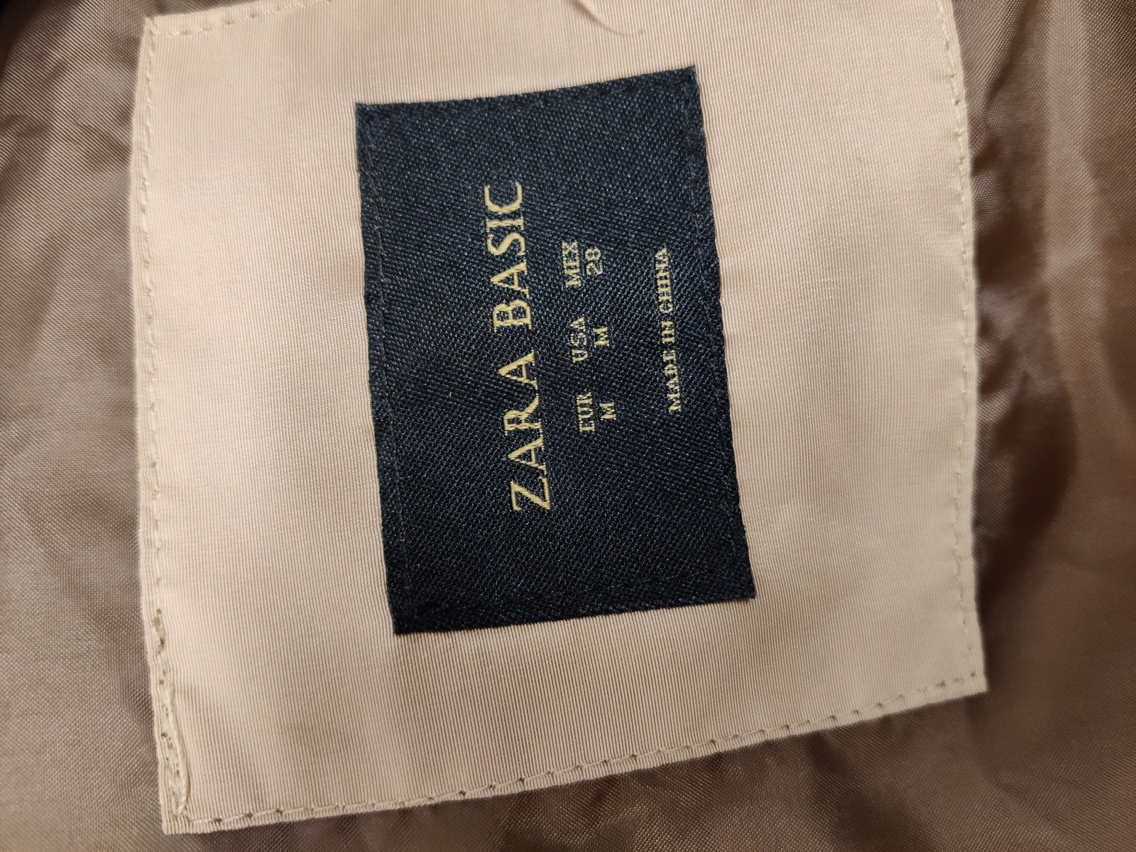 ZARA BASIC COAT JACKET MEDIUM BEIGE PADDED PUFFER… - image 5