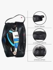 Leather Toiletry Wash Bag Travel Toiletries Washbag Black
