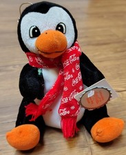 Coca Cola Penguin w/Coke 1998 Bean Bag Plush With Snowflake Scarf 6" Vintage