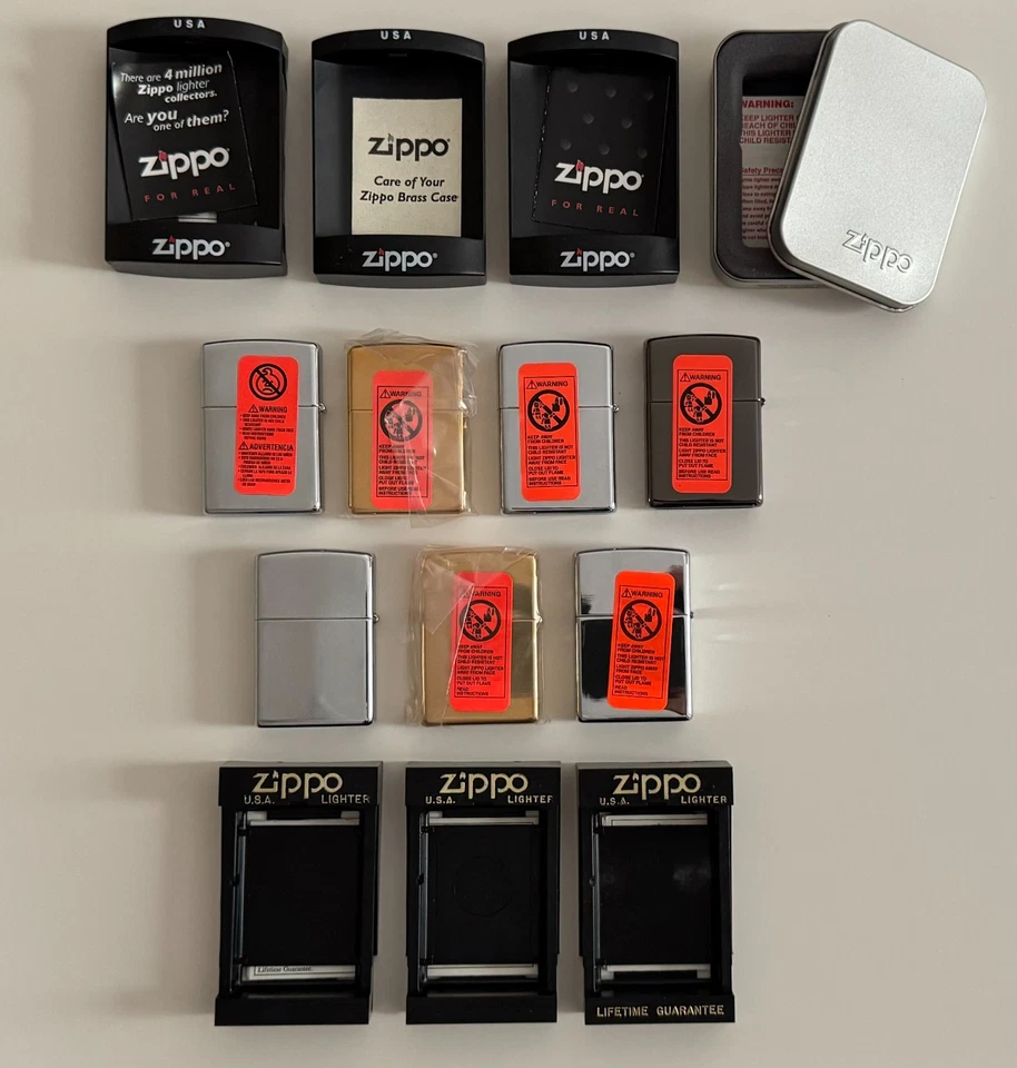 Ooh la la, BRAND NEW! Lot of 7 Vintage US Navy Ship Zippo Lighters - Image 3 of 4