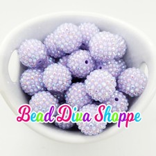 20mm - LIGHT PURPLE AB - Rhinestone Beads - Bubblegum - Chunky - Round Acrylic