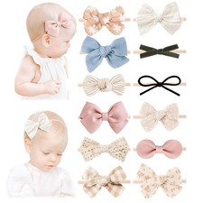 Baby Girl Bows and Headbands, Stretchy Nylon Hairbands Hair Bows for Newborns...