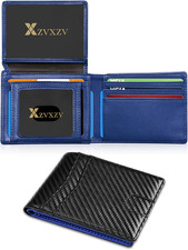 Ultra Thin Leather Wallet, RFID Bifold, Slim Minimalist Front Pocket, 2 ID Windo