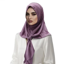 Satin Muslim Women Turban Hijab Shawl Wrap Amira One Piece Headscarf Stoles Hats