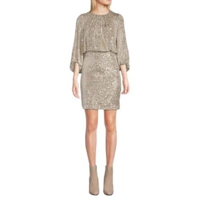 vince camuto champagne dress Sequin Sheath Women's Size 10 Sleeveless Party Champagne sequin Size:M (30-31 sleeve length) bridal separates lace top winter casual dresses sold 3/4 Sleeve