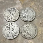 Liberty Walking Half Dollar Silver Coins 1945 & 1935 Lot of 4 Circulated