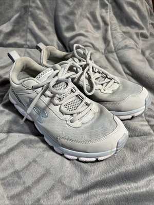 Under Armour Charged Assert Sneakers Women's Gray Lace-Up Low Top Shoes - 8