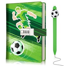 Diary with Lock for Boys Ages 8-12, Kids Journal Soccer Gifts Green