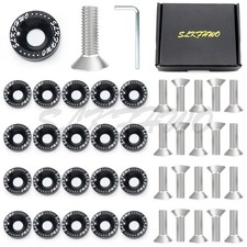 20PCS CNC Aluminum Fender Washer Bolt Kit M6 6063-T6 Engine Dress Up Black