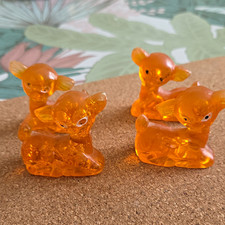 Set of 4 Amber Orange Plastic Deer Fawn Figurine Ornament Decorations