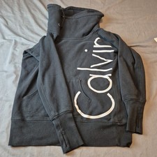 Calvin Klein Performance Sweatshirt Womens M Black White Cowl Neck Quick Dry
