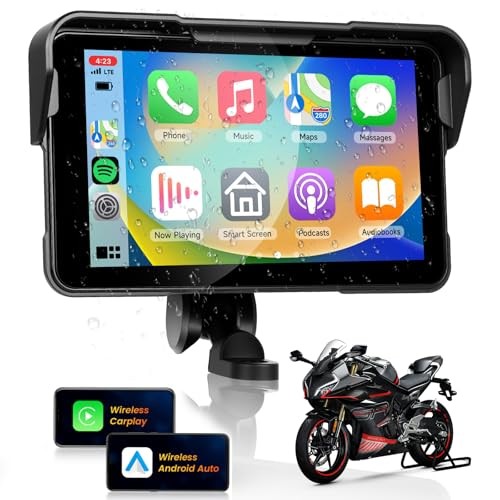 HD IPS Touch Screen Portable Wireless Carplay Screen for Motorcycle &Wireless - Picture 2 of 8