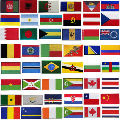 National Country Flaggen Bügelbild Patch bestickt Aufnäher Applikation Abzeichen A-C