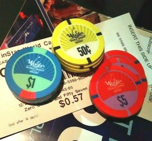 50c WINSTAR WORLD CASINO & RESORT Hotel Poker Chip Thackerville OKLAHOMA OK YeBl - Picture 4 of 5