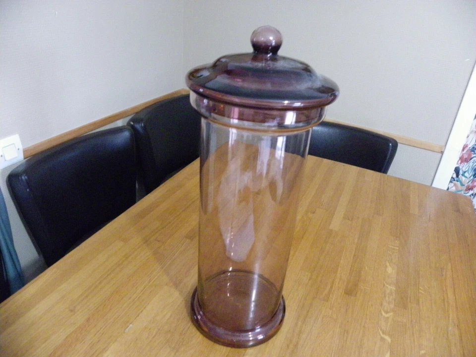 POT A PHARMACIE ANCIEN EN VERRE AVEC COUVERCLE - Photo 2/4