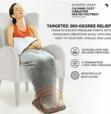 Sharper Image Calming Cozy Massaging Back Heating Wrap with Sherpa Lining - Gray