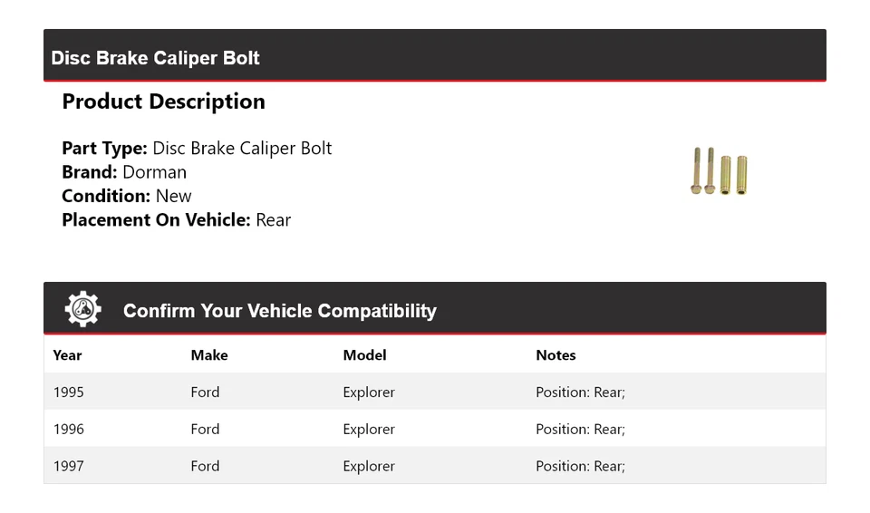 Pinza de freno de disco trasera 1996 para Ford Explorer Dorman 1995-1997 Foto 2 de 4