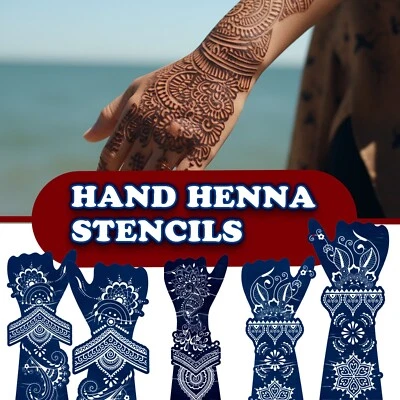 TATNTOO Large India Henna Stencil Collection Hand-Arm Template for Mandala Body Art 2pcs