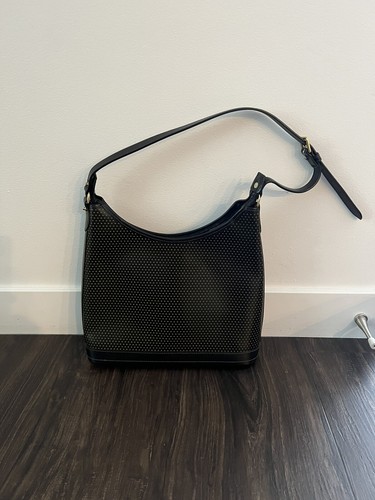 Dooney And Bourke Hobo Style Bag Black W/tan Inset - Picture 2 of 9