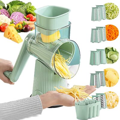 Reibemühle Käsereibe Salatschneider Slicer Reibe Gemüsehobel mit 10 Klingen