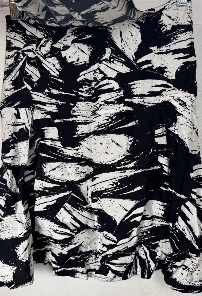 Falda panel estampado abstracto artístico blanco y negro Yigal Azrouel talla 4 mezcla de seda Foto 4 de 4