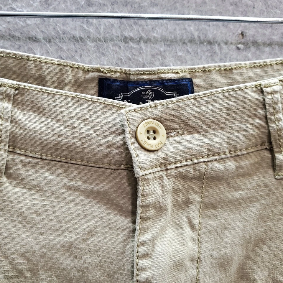 Pantalones Cortos Nat Nast Hombre 30 Beige Carga Frente Plano 9" Bolsillos Entrepierna Elastizados Foto 2 de 4