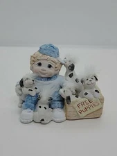 Dreamsicles Kids DK039  “FREE PUPPIES” Figurine Cute Boy with Dogs 1996 Cast art