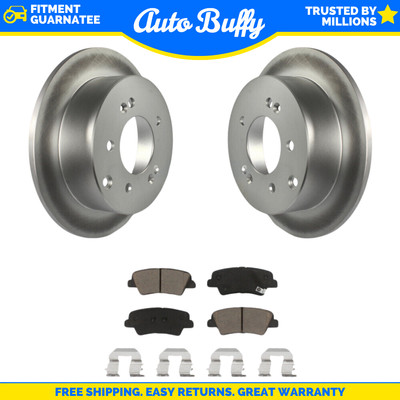[Rear] Coated Disc Brake Rotors And Ceramic Pads Kit For 2010-2013 Kia Soul