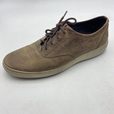 ECCO Sneakers Men's 11 Brown Leather Lace Shoes Soft Distressed Causal Grunge