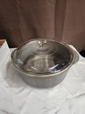 Vintage 10" Hammered Aluminum Pot W/Glass Fire King Lid Made In USA